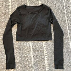 lululemon Ebb to Street Cropped Long Sleeve Top w/ Built-In Bra Black (No Size T